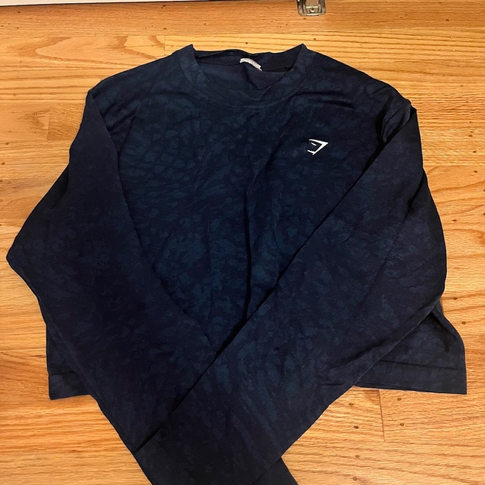 Gymshark Adapt Animal Seamless Long Sleeve Top Navy Womens Medium